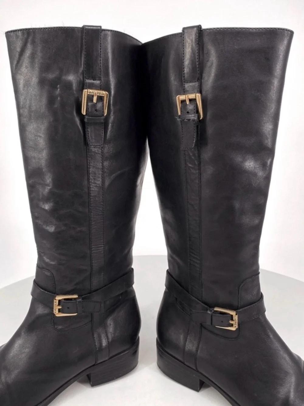 RALPH LAUREN Monica Tall Black Leather Knee-High Riding Boots Luxury size 8.5